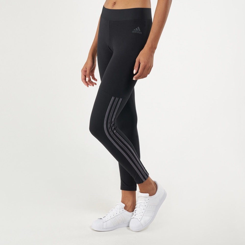 Adidas training leggings w/ velour stripes (sm)
